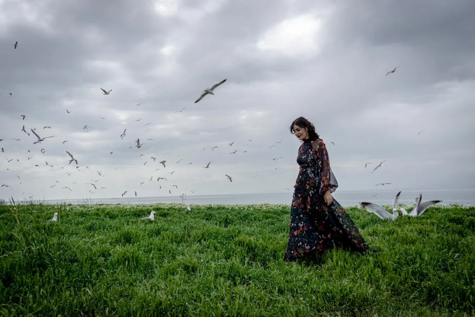 Free walking meditation - stock photo